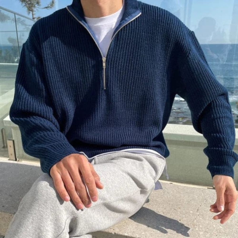 Męski half-zip sweter – wygodna casualowa dzianina