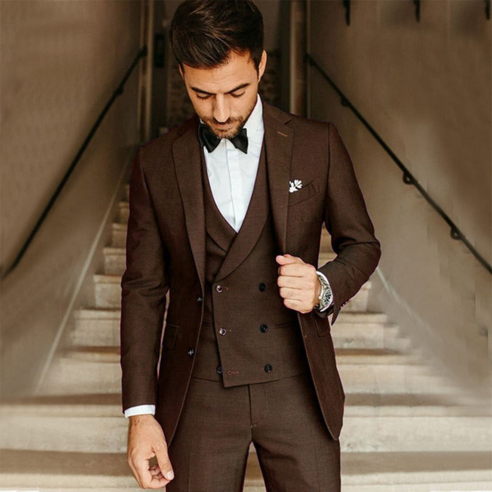 Męski Elegancki Garnitur – Stylowy Trzyczęściowy Smoking