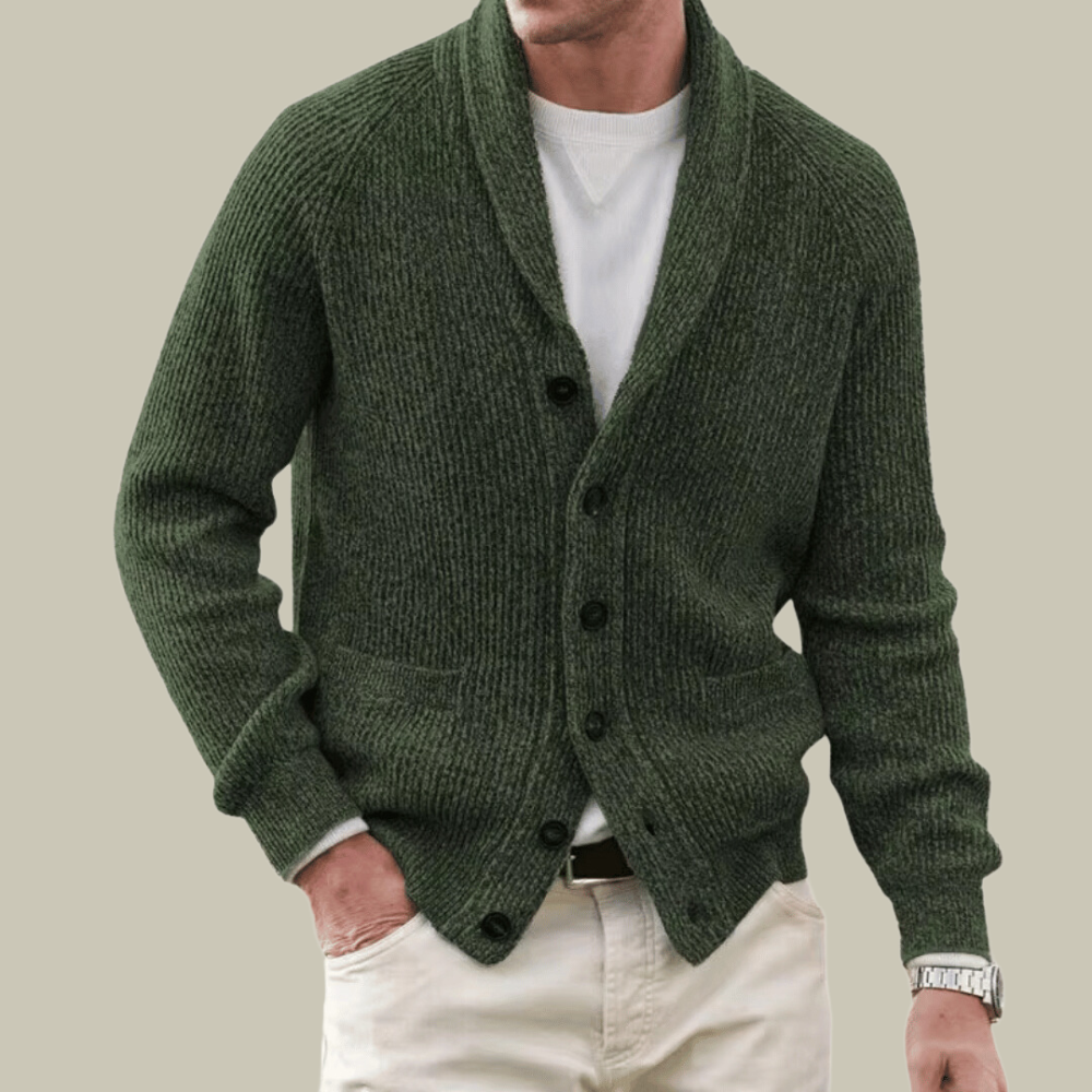 Męski button-up kardigan – klasyczna dzianina na codzienne noszenie