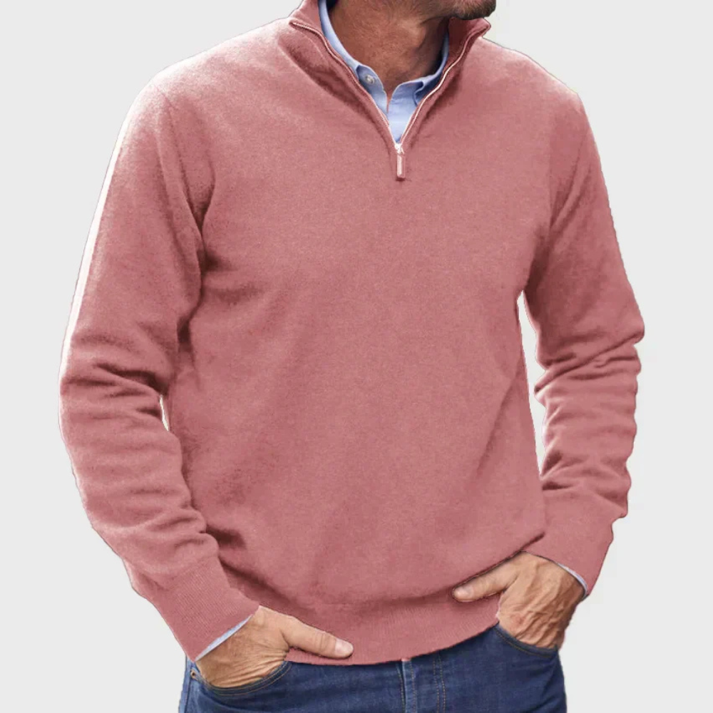 Męski half-zip sweter – casualowy codzienny pulower