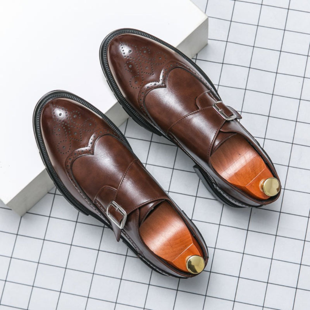 Eleganckie Męskie Skórzane Buty Monk – Biznesowe I Wizytowe