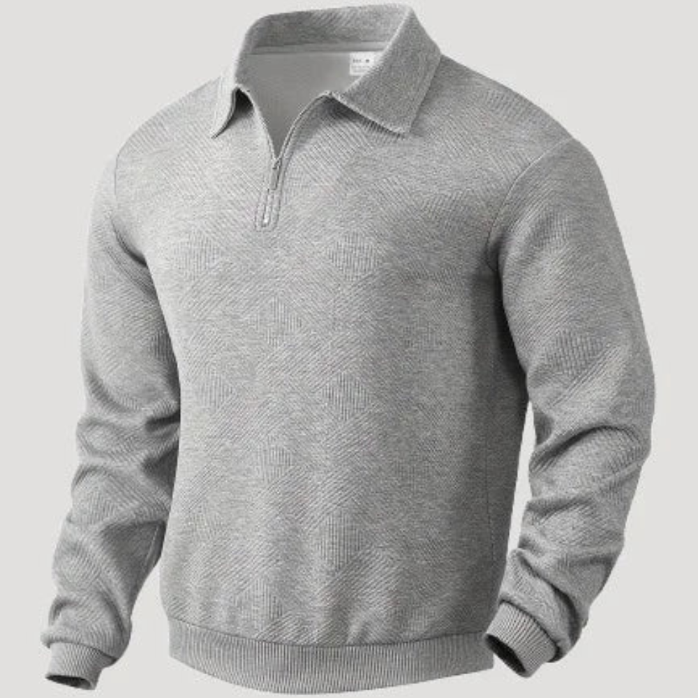 Sweter zapinany na zamek we wzór geometryczny – stylowy i nowoczesny