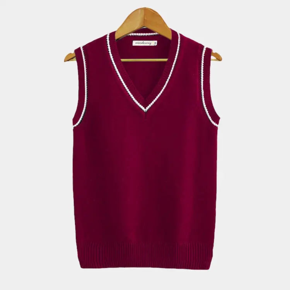 Męska sweter kamizelka – klasyczna v-neck bezrękawowa dzianina