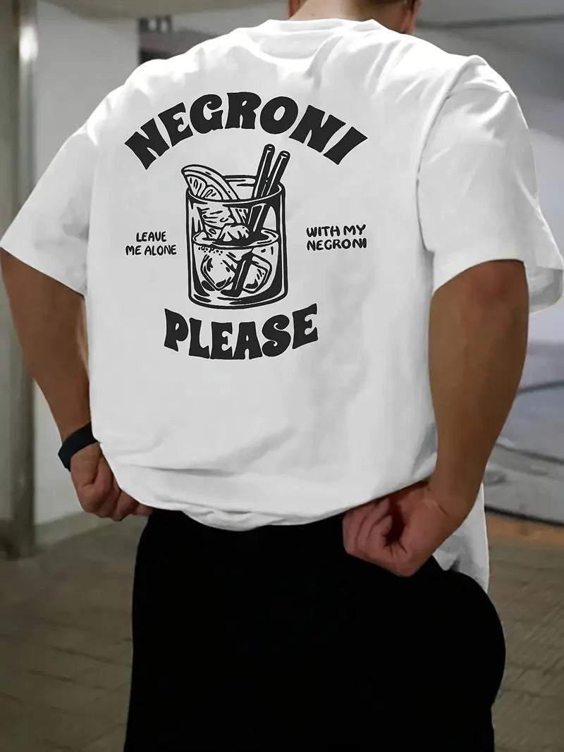 Vemiera | Męska koszulka z krótkim rękawem i grafiką koktajlu Negroni