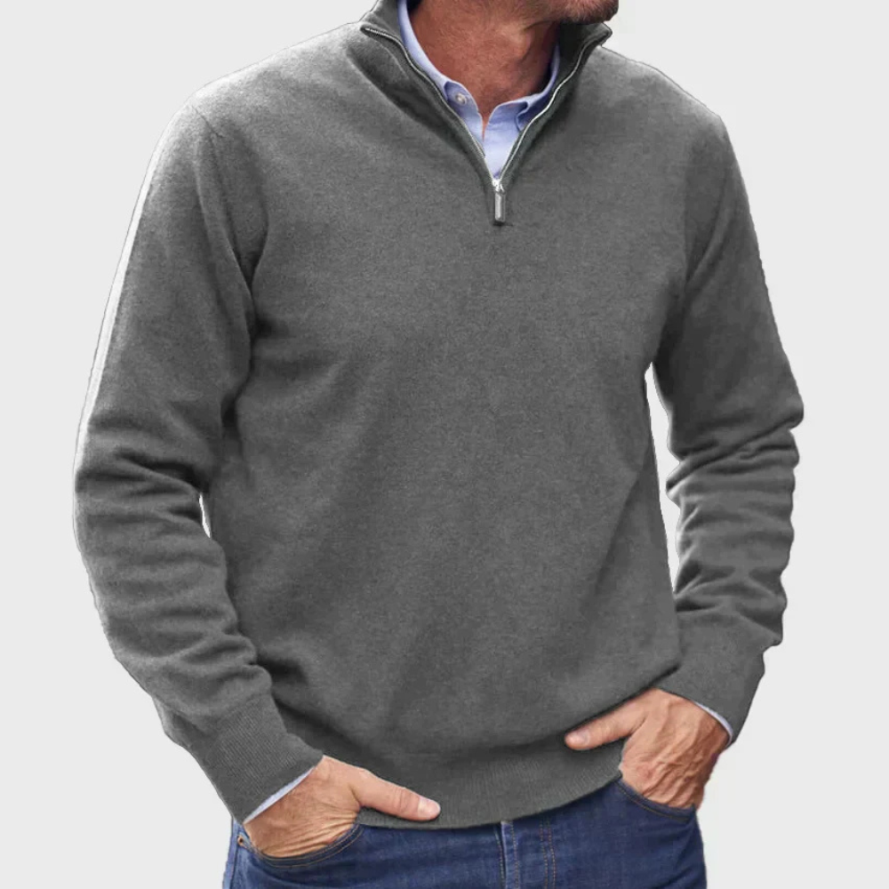 Męski half-zip sweter – casualowy codzienny pulower