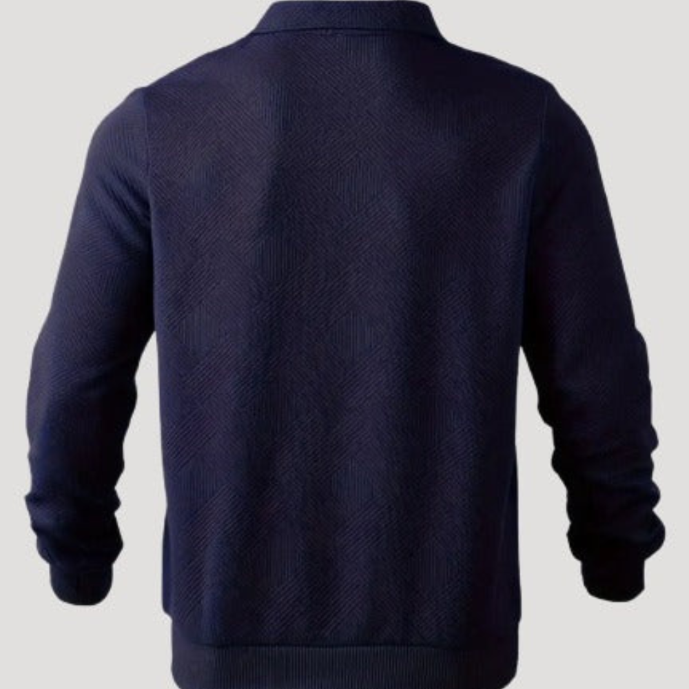 Sweter zapinany na zamek we wzór geometryczny – stylowy i nowoczesny