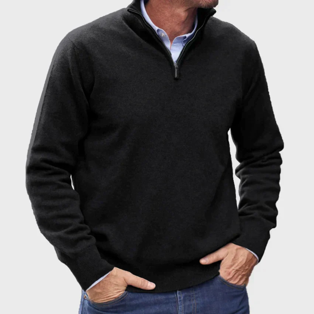 Męski half-zip sweter – casualowy codzienny pulower