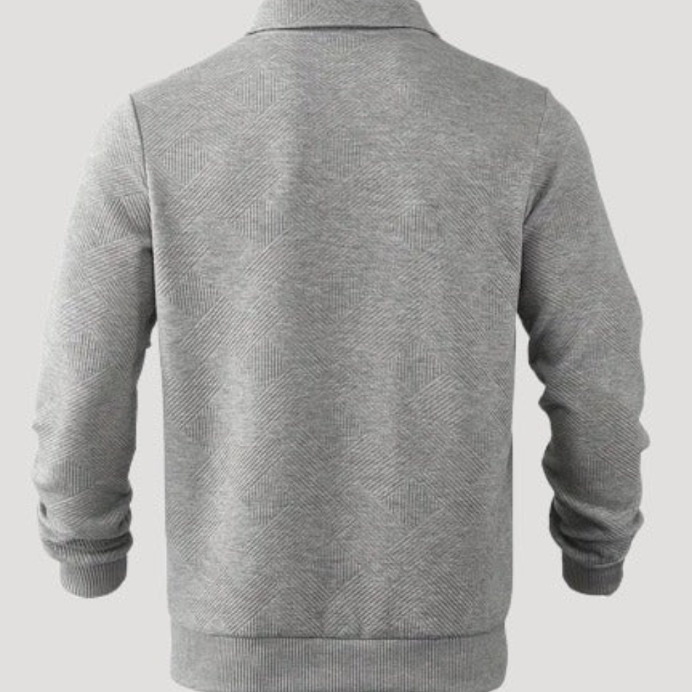 Sweter zapinany na zamek we wzór geometryczny – stylowy i nowoczesny