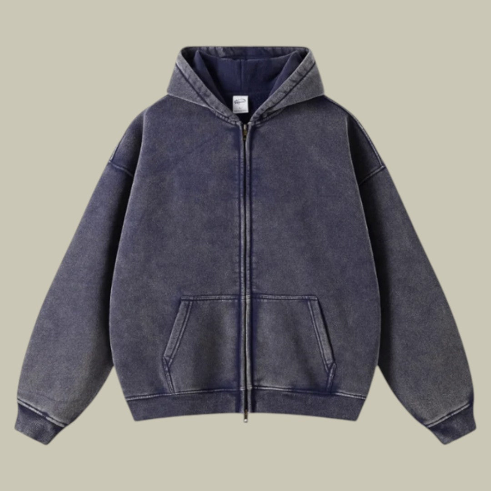 Męska zip-up bluza z kapturem – wygodne casualowe codzienne noszenie