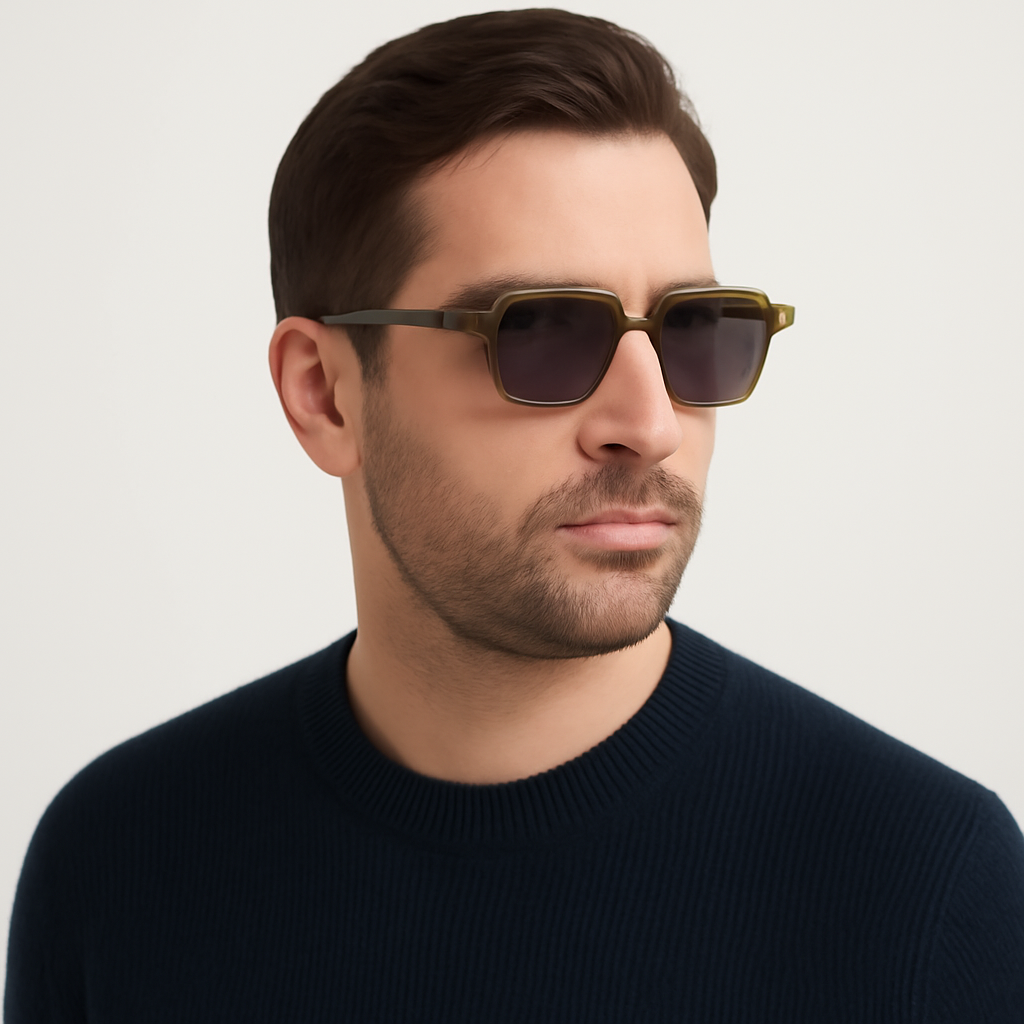 Męskie nowoczesne okulary przeciwsłoneczne – stylowy geometryczny design oprawek