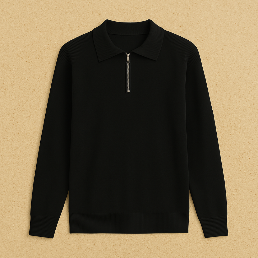 Vemiera | Elegancka dzianinowa koszulka polo z zamkiem