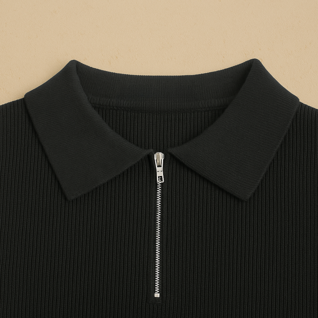 Vemiera | Elegancka dzianinowa koszulka polo z zamkiem