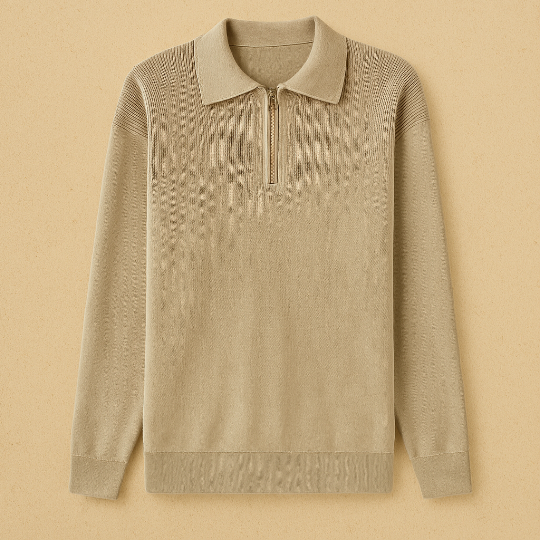 Vemiera | Elegancka dzianinowa koszulka polo z zamkiem