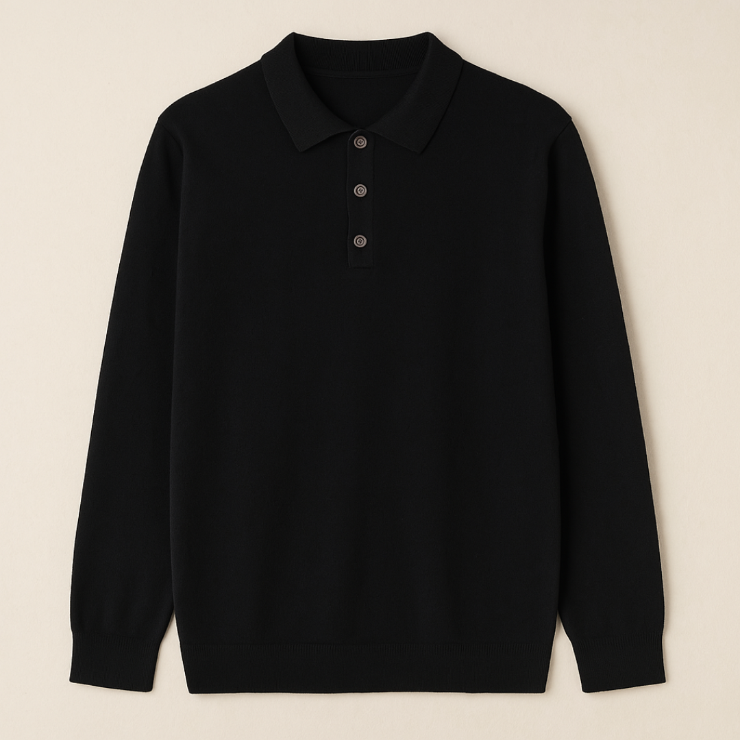 Vemiera| Eleganckie kaszmirowe polo z długim rękawem