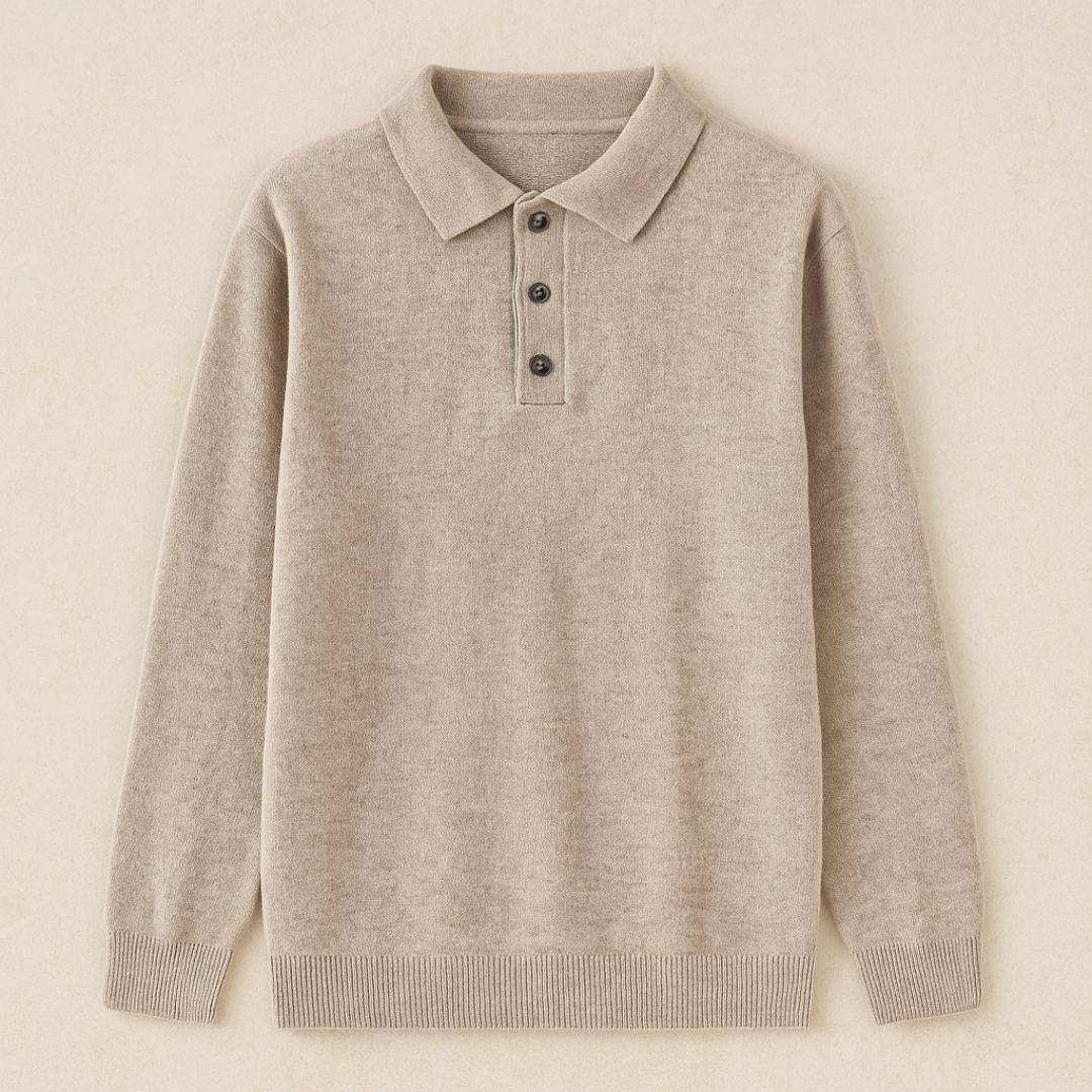 Vemiera| Eleganckie kaszmirowe polo z długim rękawem