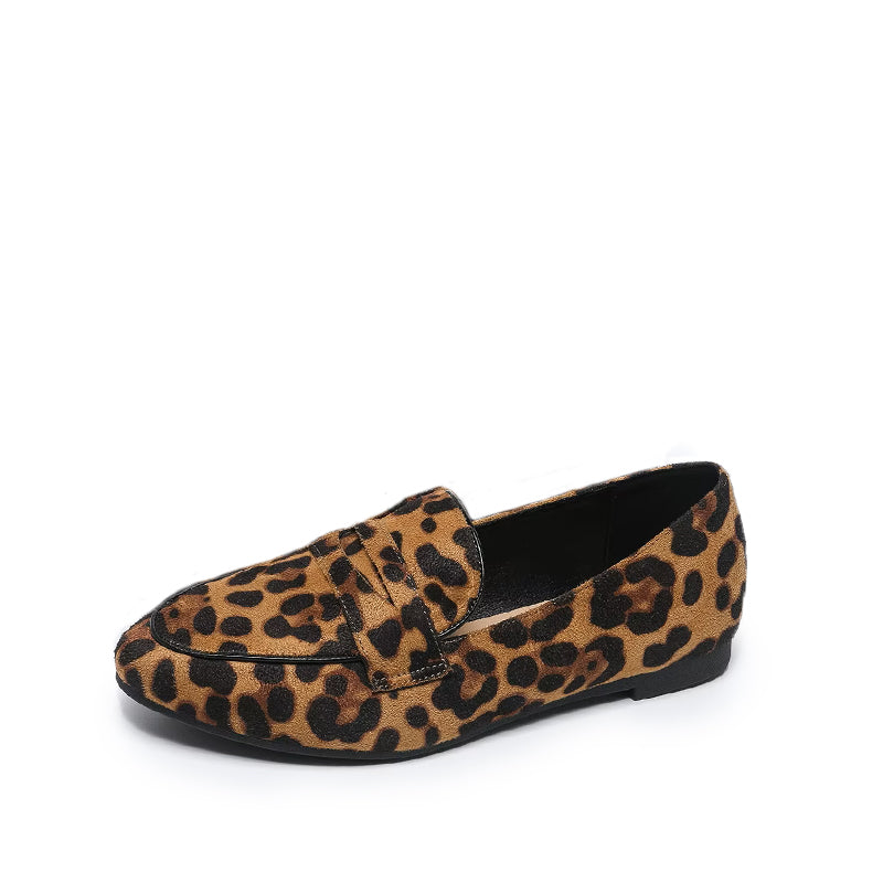 Damskie mokasyny Penny – wsuwane buty z imitacji zamszu w lamparci wzór