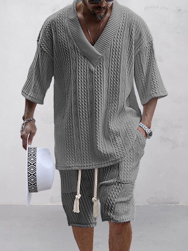 Vemiera | Set Casual z T-shirtem i Swetrem a Maglia Treccia – Komfort i Styl na Co Dzień
