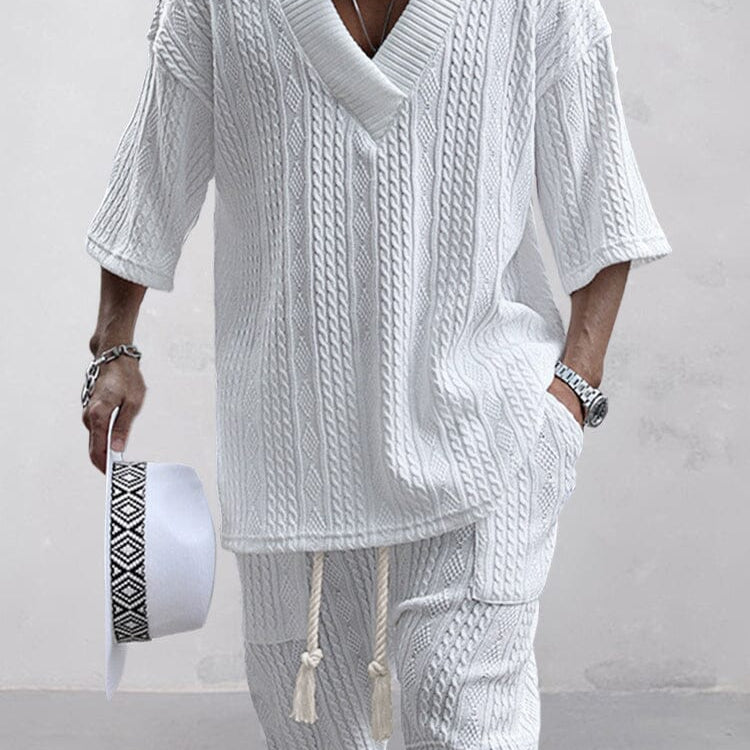 Vemiera | Set Casual z T-shirtem i Swetrem a Maglia Treccia – Komfort i Styl na Co Dzień