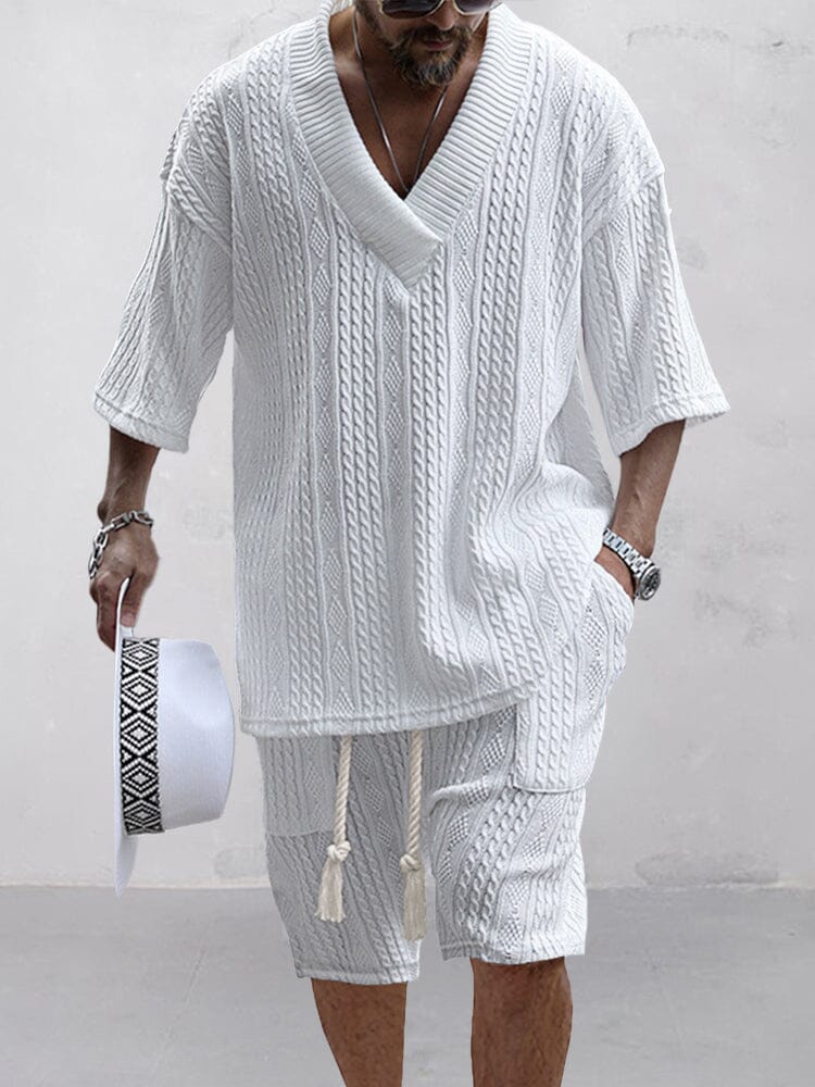 Vemiera | Set Casual z T-shirtem i Swetrem a Maglia Treccia – Komfort i Styl na Co Dzień