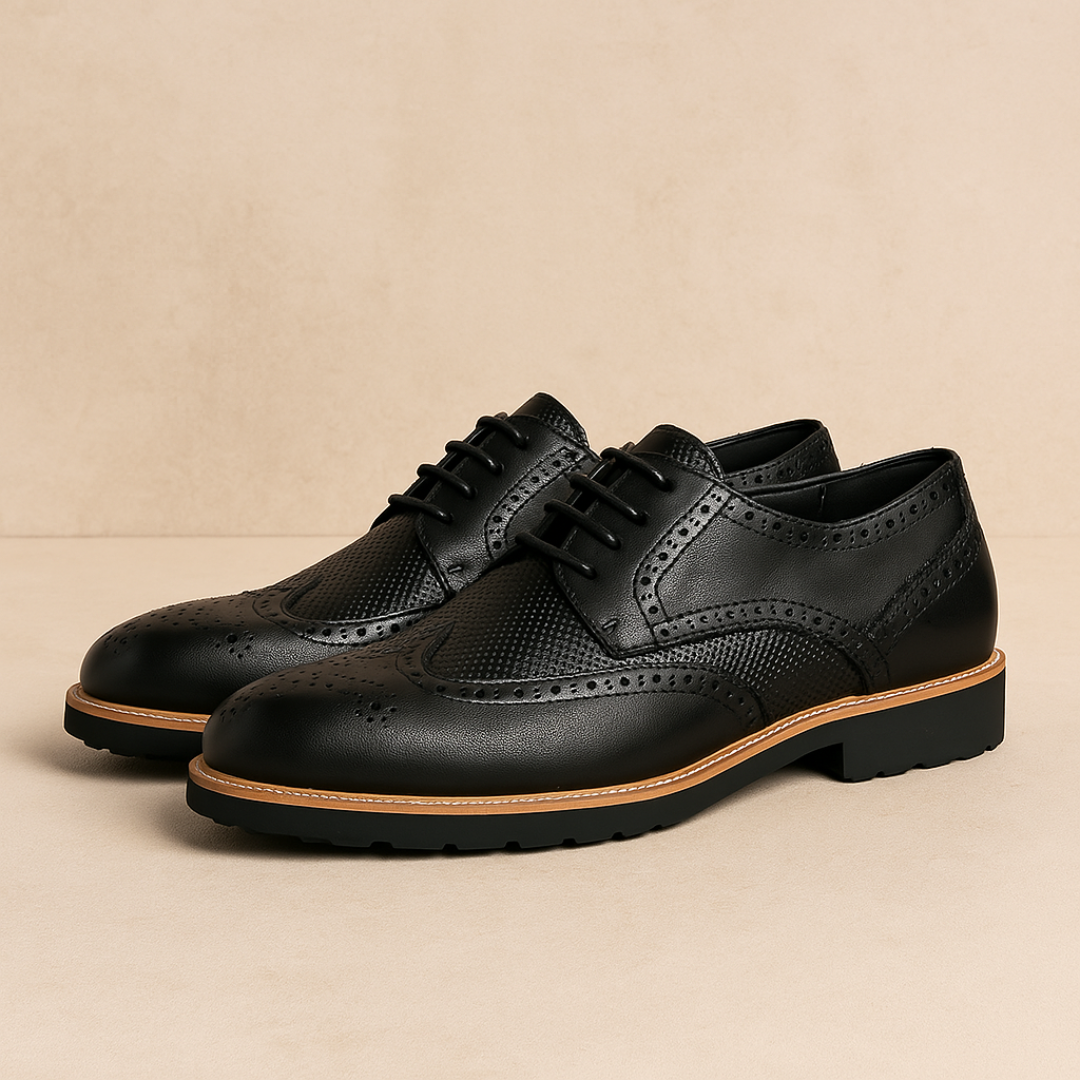 Vemiera | Eleganckie skórzane buty brogue z okrągłym czubkiem
