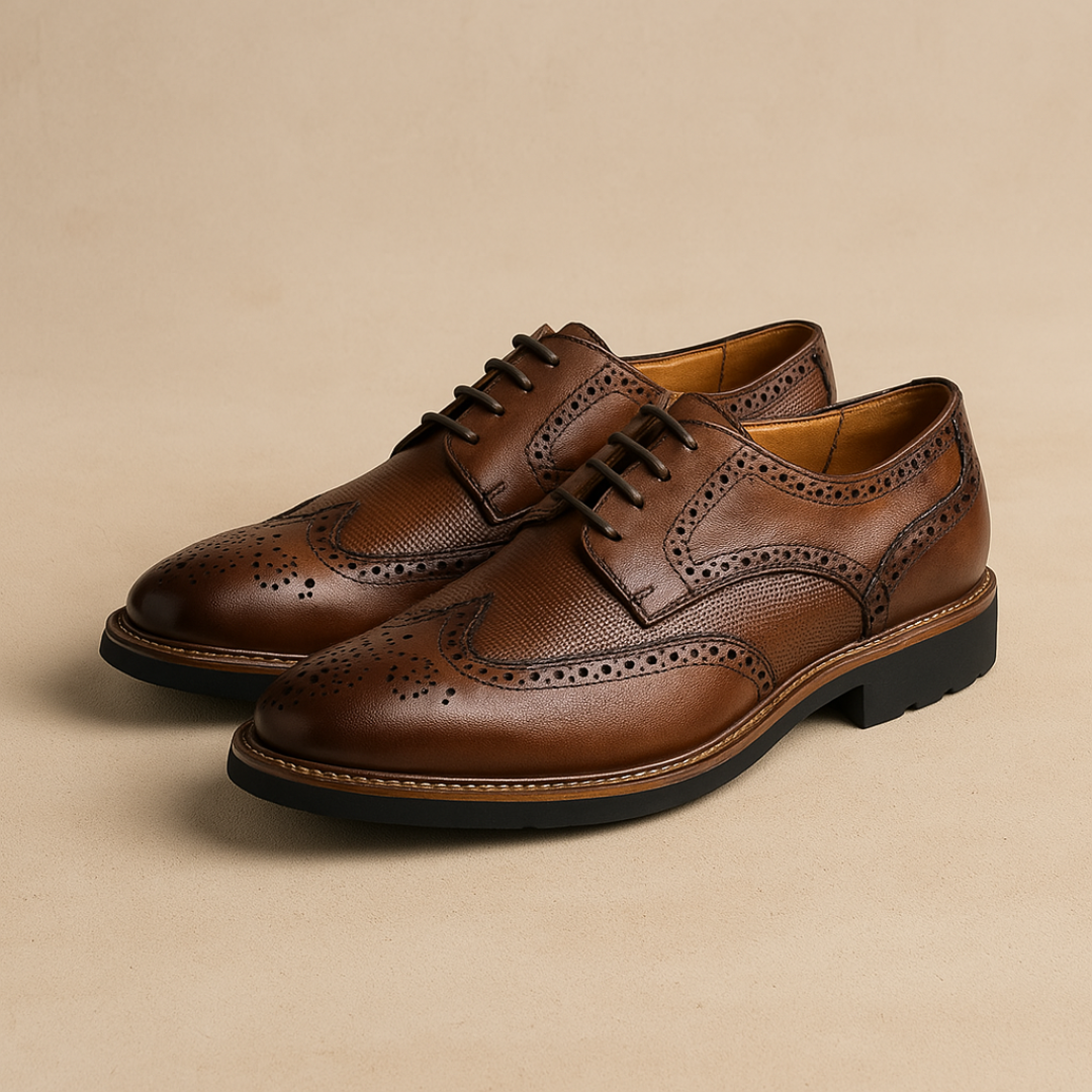 Vemiera | Eleganckie skórzane buty brogue z okrągłym czubkiem