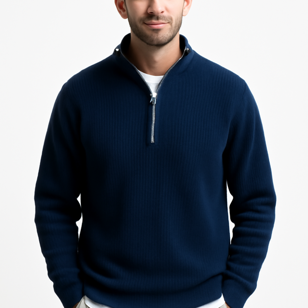 Męski half-zip sweter – wygodna casualowa dzianina
