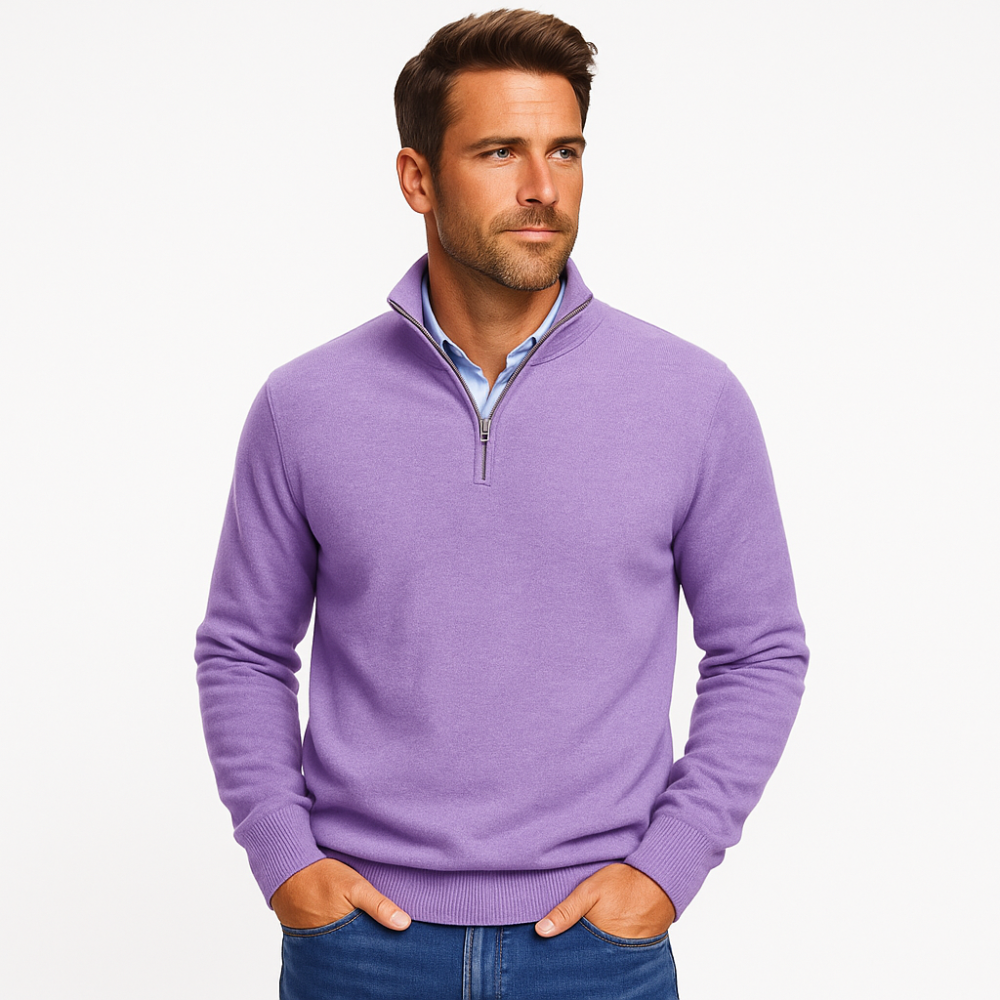 Męski half-zip sweter – casualowy codzienny pulower
