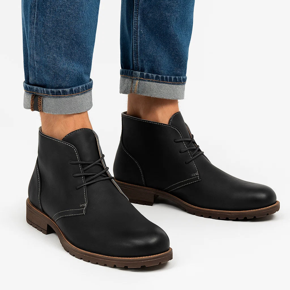 Męskie casualowe buty Chukka – skórzane sznurowane obuwie