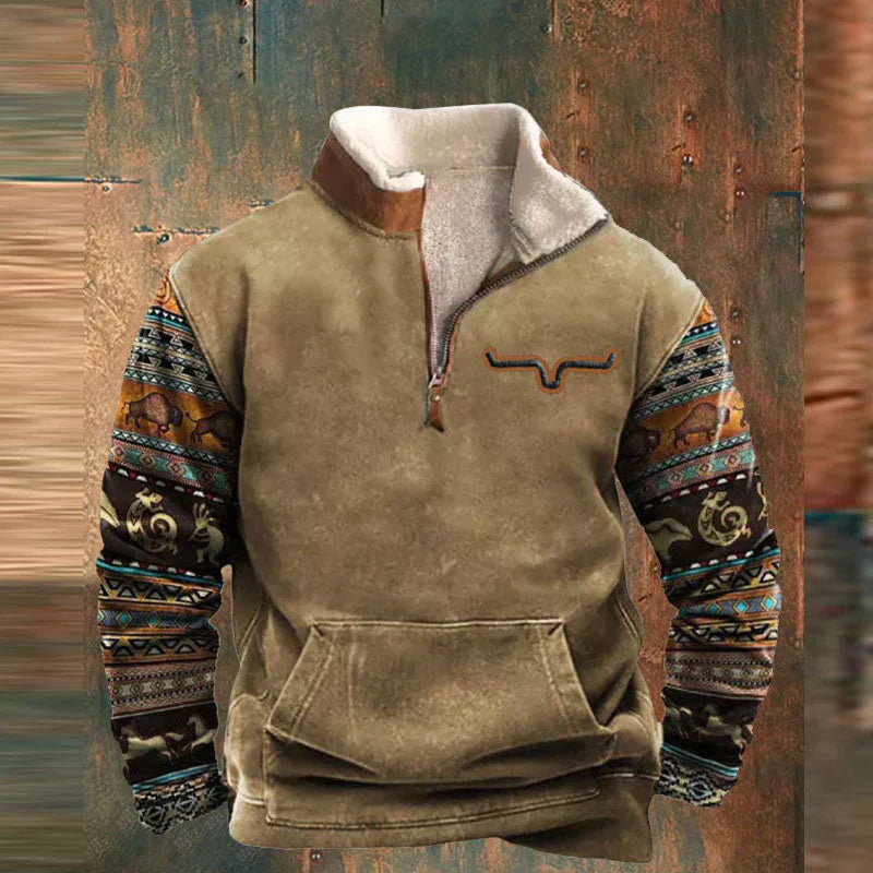 Nowoczesny Sweter z Zamkiem dla Mężczyzn