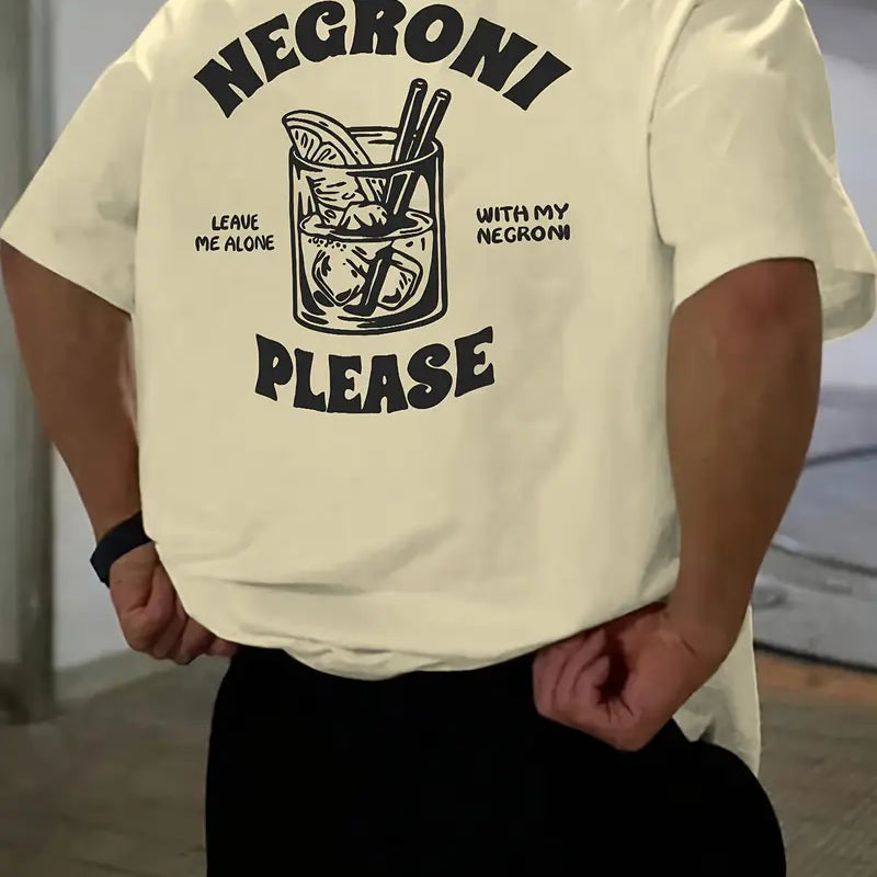 Vemiera | Męska koszulka z krótkim rękawem i grafiką koktajlu Negroni