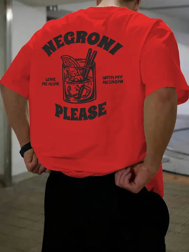 Vemiera | Męska koszulka z krótkim rękawem i grafiką koktajlu Negroni