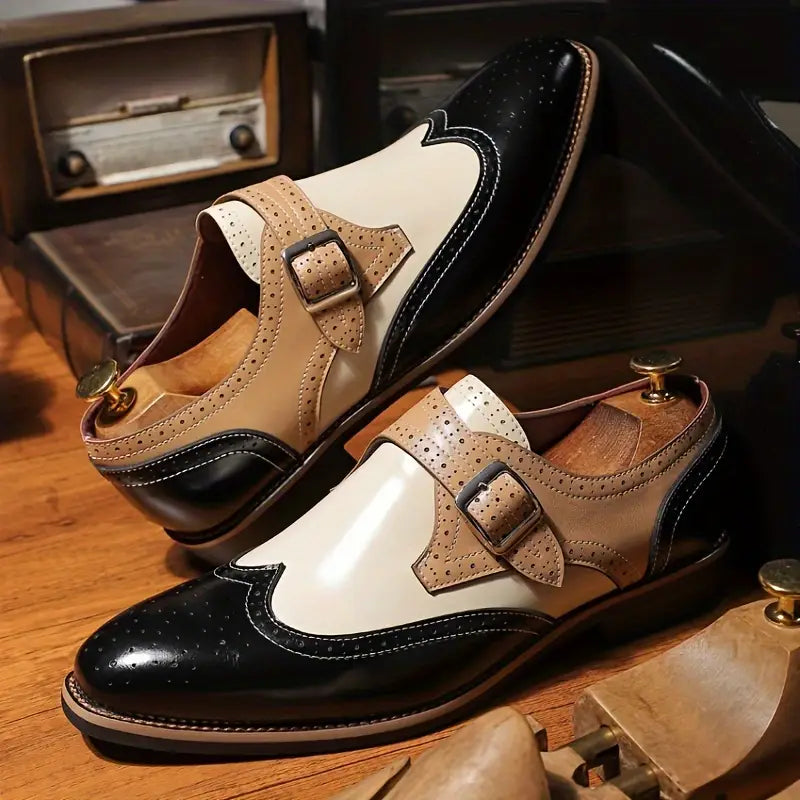 Vemiera | Klasyczne buty brogue z paskiem – elegancja i komfort w dużych rozmiarach