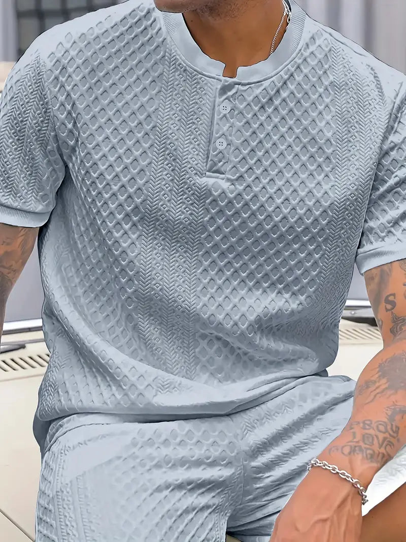Vemiera | Stylowa koszulka Henley z ozdobnym wzorem
