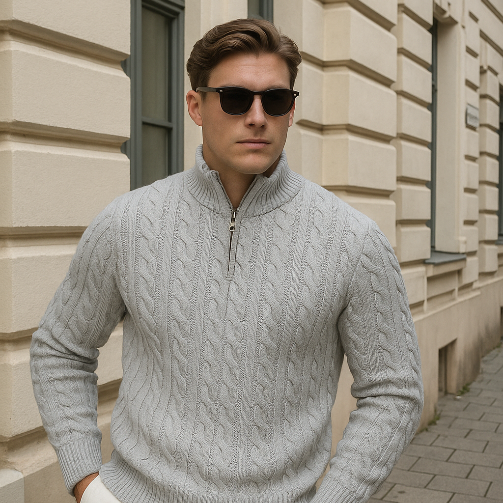 Vemiera | Klasyczny kaszmirowy sweter zapinany do połowy