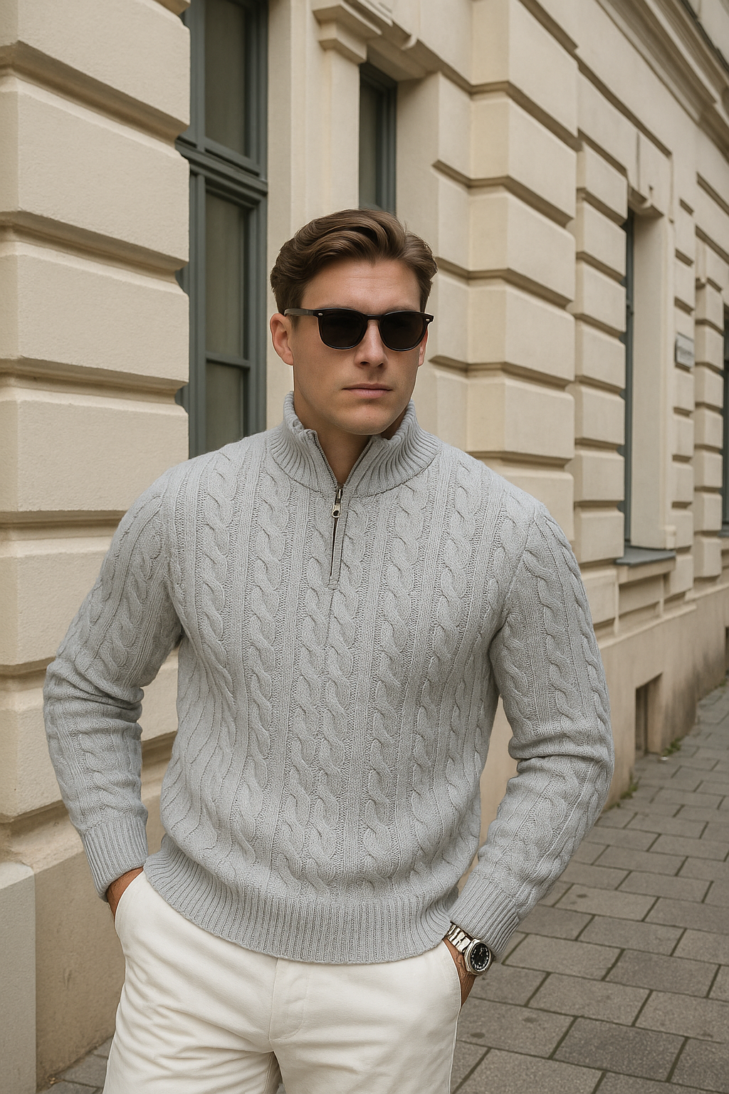 Vemiera | Klasyczny kaszmirowy sweter zapinany do połowy