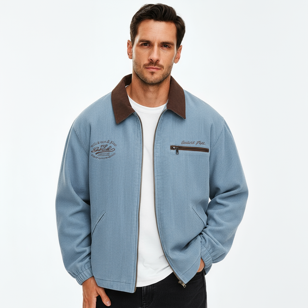 Męska casualowa kurtka – nowoczesna zip-up codzienna odzież