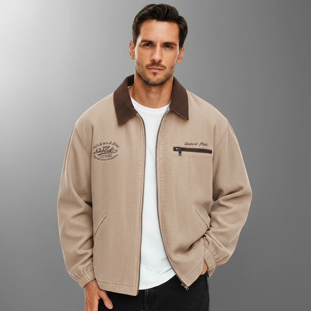 Męska casualowa kurtka – nowoczesna zip-up codzienna odzież